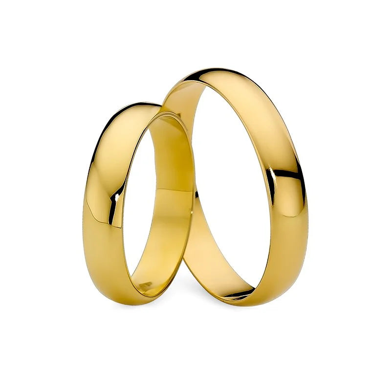 Classic Half-round Gold Wedding Bands Rings 4mm