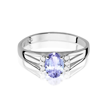 14k (585) White Gold Ring | 0.40ct Tansanit and 0.052ct Diamonds | GREMARI Jewelry
