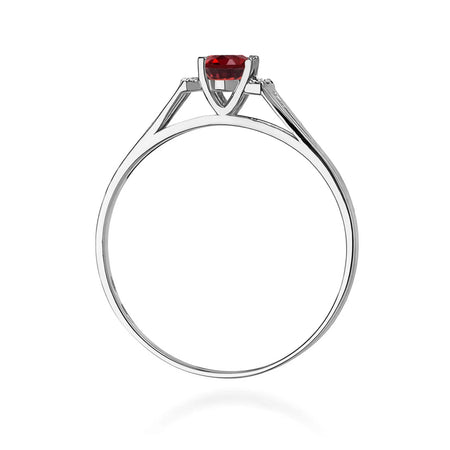 14k (585) White Gold Ring | 0.50ct Garnet and 0.052ct Diamonds | GREMARI Jewelry
