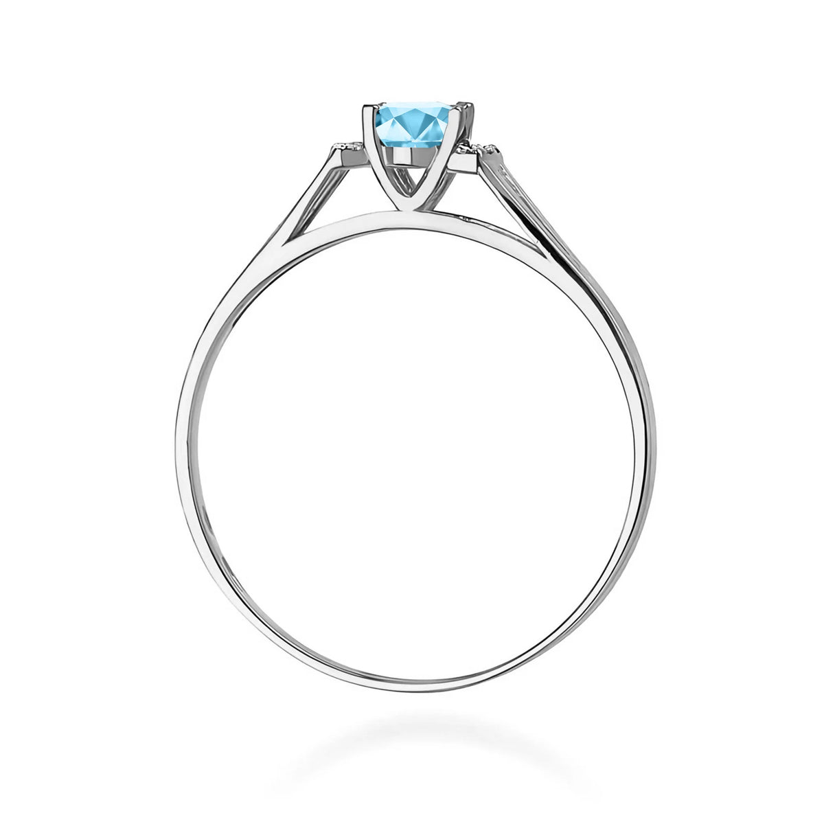 14k (585) White Gold Ring | 0.50ct Topaz and 0.052ct Diamonds | GREMARI Jewelry