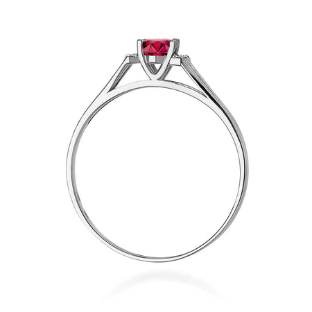 14k (585) White Gold Ring | 0.60ct Ruby and 0.052ct Diamonds | GREMARI Jewelry
