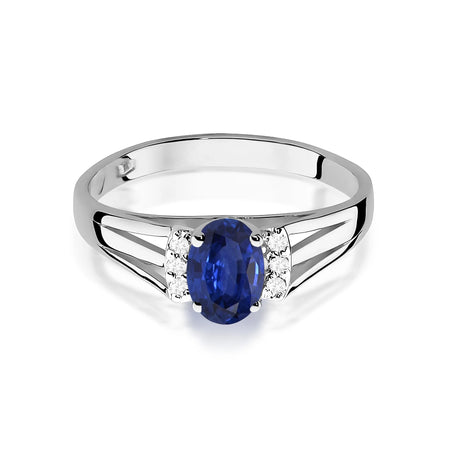 14k (585) White Gold Ring | 0.70ct Sapphire and 0.052ct Diamonds | GREMARI Jewelry
