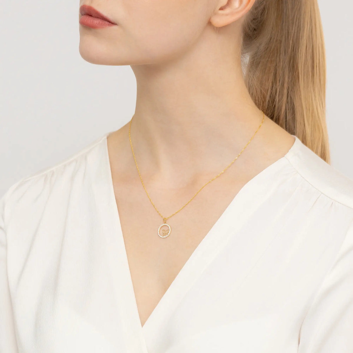 Pendentif en or 14 carats (585) | Papillon en zirconium | Cadeau de bijouterie