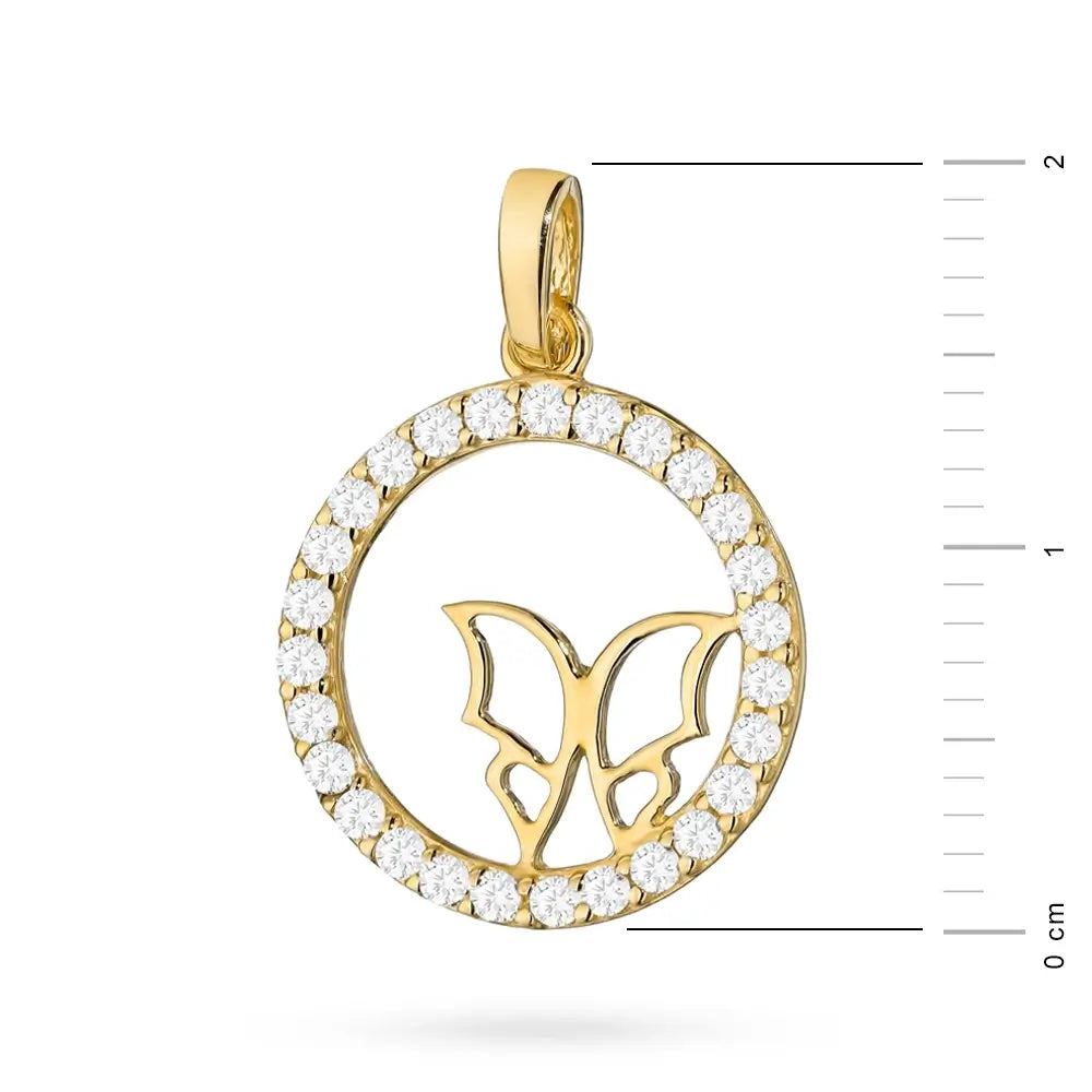 Pendentif en or 14 carats (585) | Papillon en zirconium | Cadeau de bijouterie
