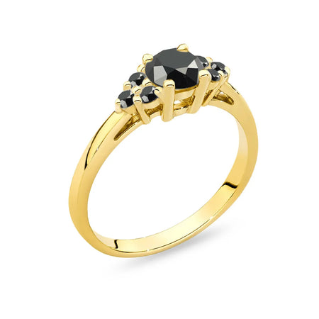 Gold 14k(585) ring with 0,50ct central black diamond with siteline 6x0,03ct black diamonds. Perfect for a gift.