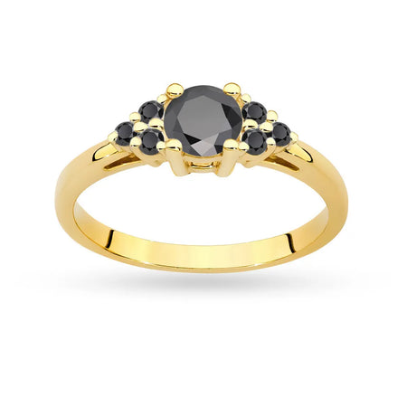 Gold 14k(585) ring with 0,50ct central black diamond with siteline 6x0,03ct black diamonds. Perfect for a gift.