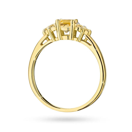 Gold 14k(585) ring with 0,50ct citrin with 6 bronze diamonds. Perfect for a gift.
