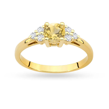 Ring aus 14-karätigem (585) Gold mit 0,50 ct Citrin und 6 Diamanten. Perfekt als Geschenk.