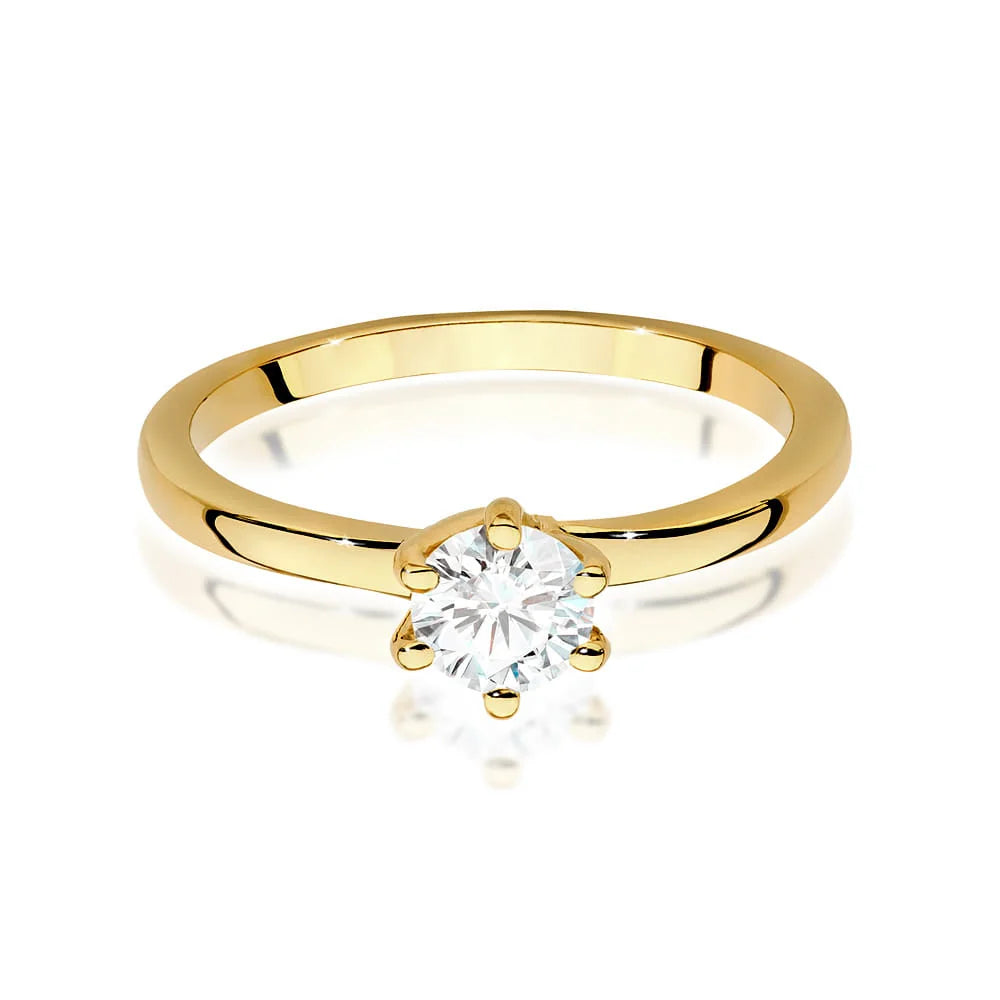 Prsteň zo žltého zlata 14k(585) s diamantom 0,50 ct. Perfektný ako darček.
