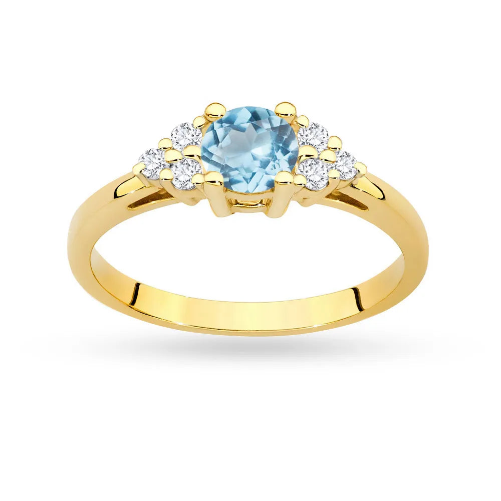 Gold 14k(585) ring with 0,50ct topaz with 6 diamonds. Perfect for a gift.