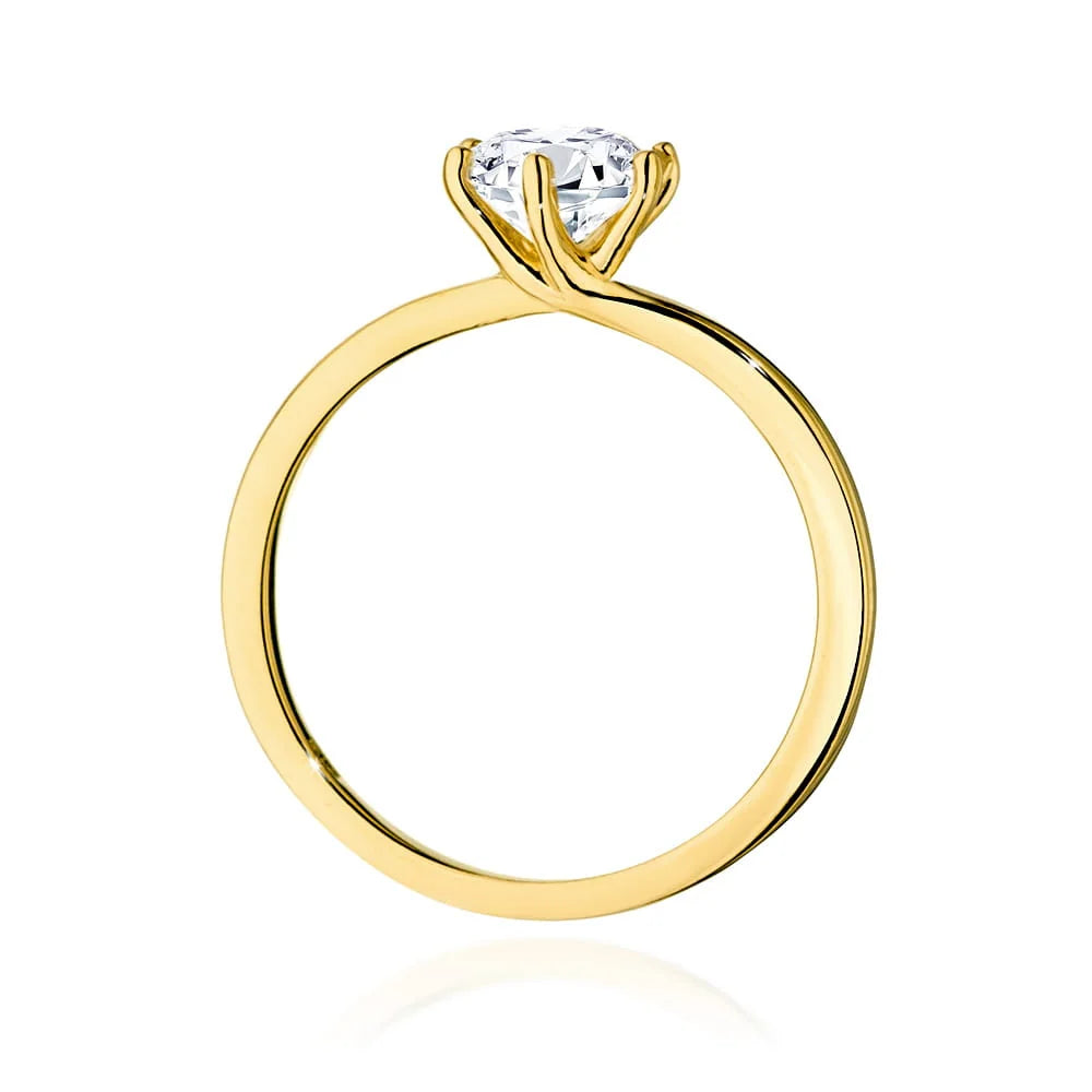 Prsten ze žlutého zlata 14k (585) s diamantem o hmotnosti 1,00 ct. Skvělý jako dárek.