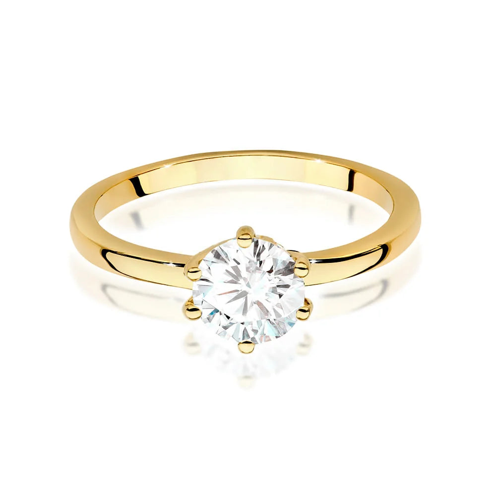 Prsten ze žlutého zlata 14k (585) s diamantem o hmotnosti 1,00 ct. Skvělý jako dárek.