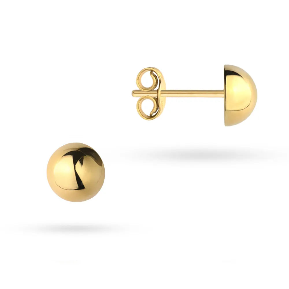 14k Gold (585) Stud Earrings | Half-Bead Design | Classic Jewelry Gift