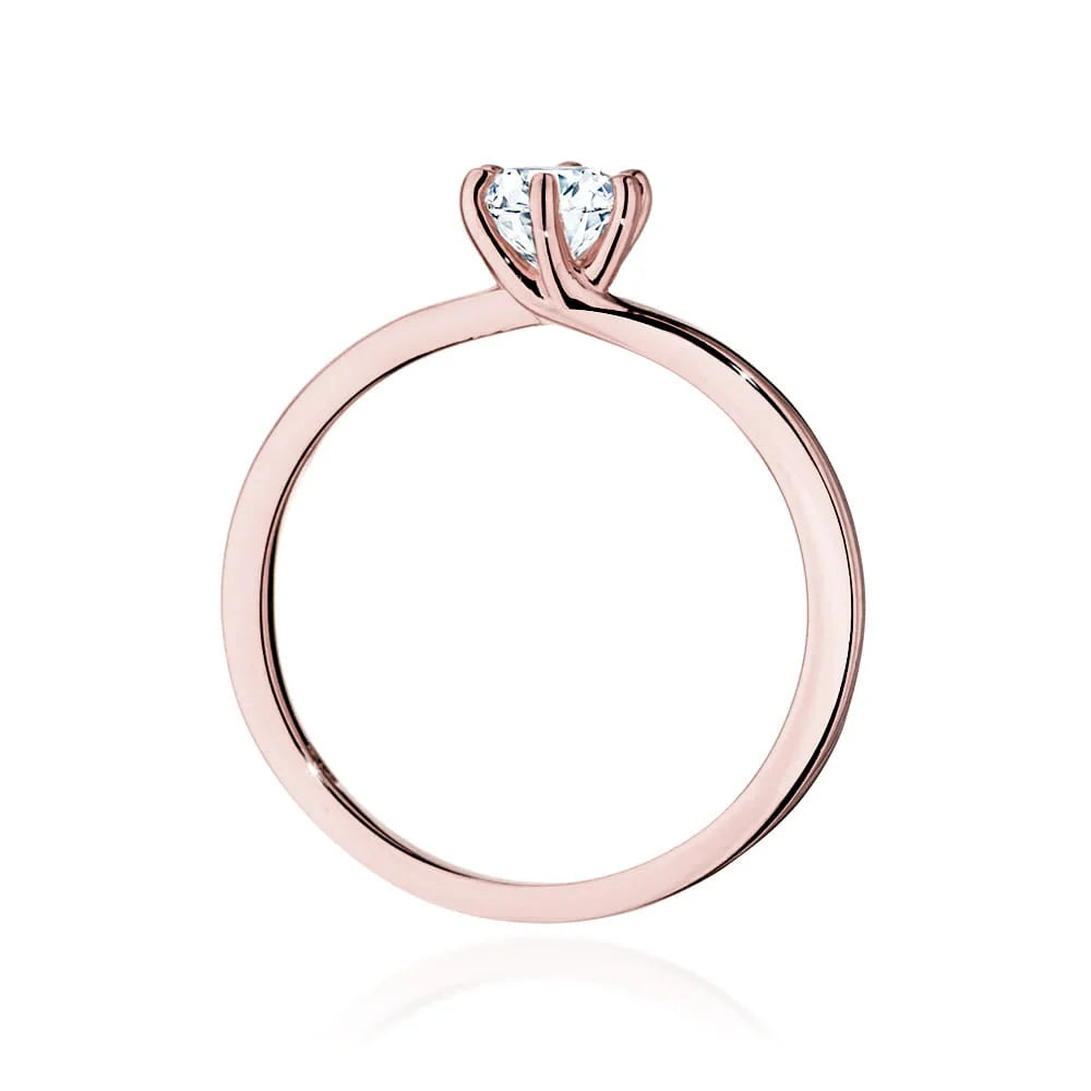 Bague en or rose 14 carats (585) avec diamant de 0,40 ct. Parfaite pour un cadeau.