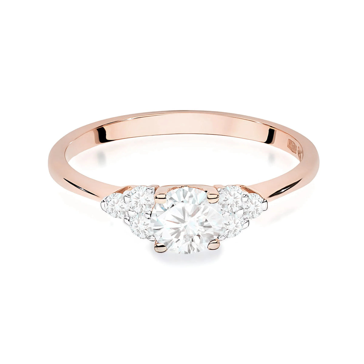 Classic rose gold ring with 0.50ct center lab diamond and 0.18ct side diamond