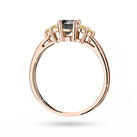 Rose Gold 14k(585) ring with 0,50ct  black diamond with 6 bronze diamonds. Perfect for a gift.