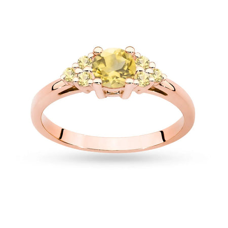 Rose Gold 14k(585) ring with 0,50ct citrin with 6 bronze diamonds. Perfect for a gift.