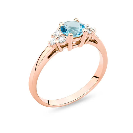 Rose Gold 14k(585) ring with 0,50ct topaz with 6 diamonds. Perfect for a gift.