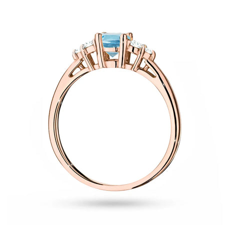 Rose Gold 14k(585) ring with 0,50ct topaz with 6 diamonds. Perfect for a gift.