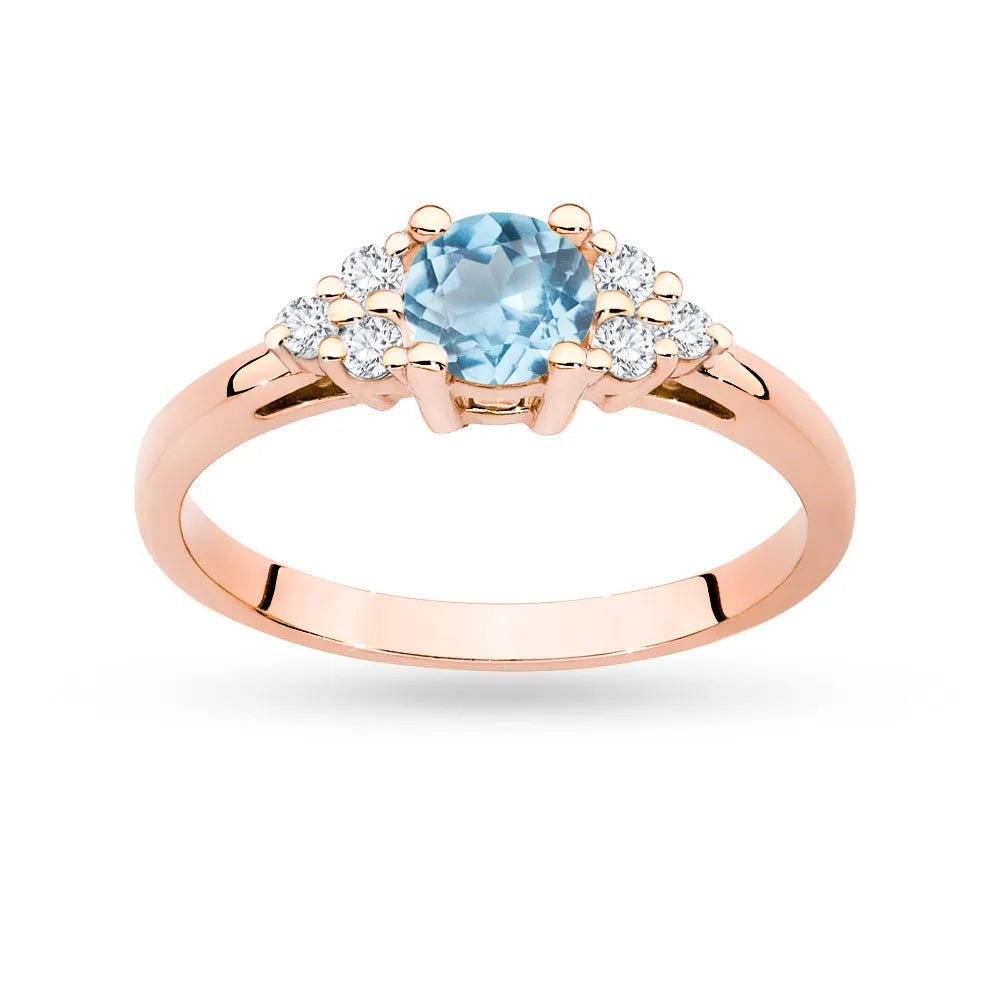 Rose Gold 14k(585) ring with 0,50ct topaz with 6 diamonds. Perfect for a gift.