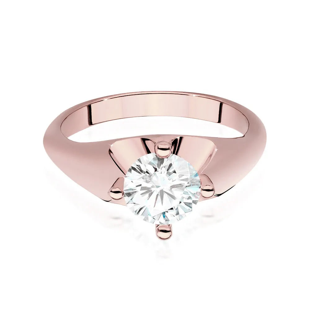 Bague en or rose 14 carats (585) avec un diamant de 1,00 ct. Parfaite pour un cadeau.