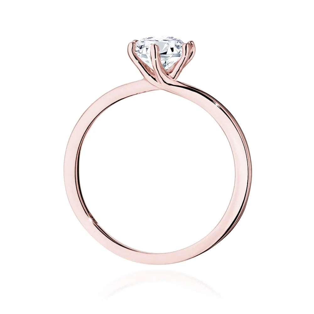 Bague en or rose 14 carats (585) avec un diamant de 1,00 ct. Parfaite pour un cadeau.