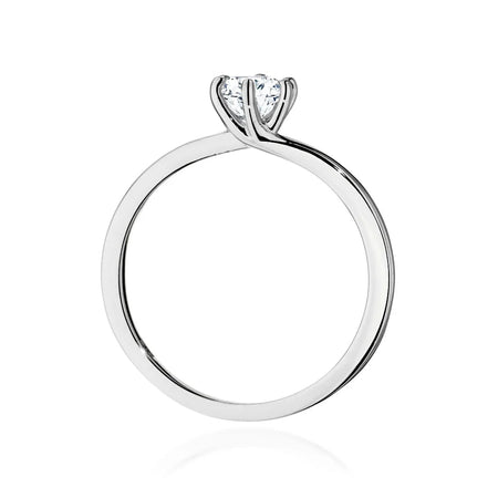 Bague en or blanc 14 carats (585) avec diamant de 0,40 ct. Parfaite pour un cadeau.
