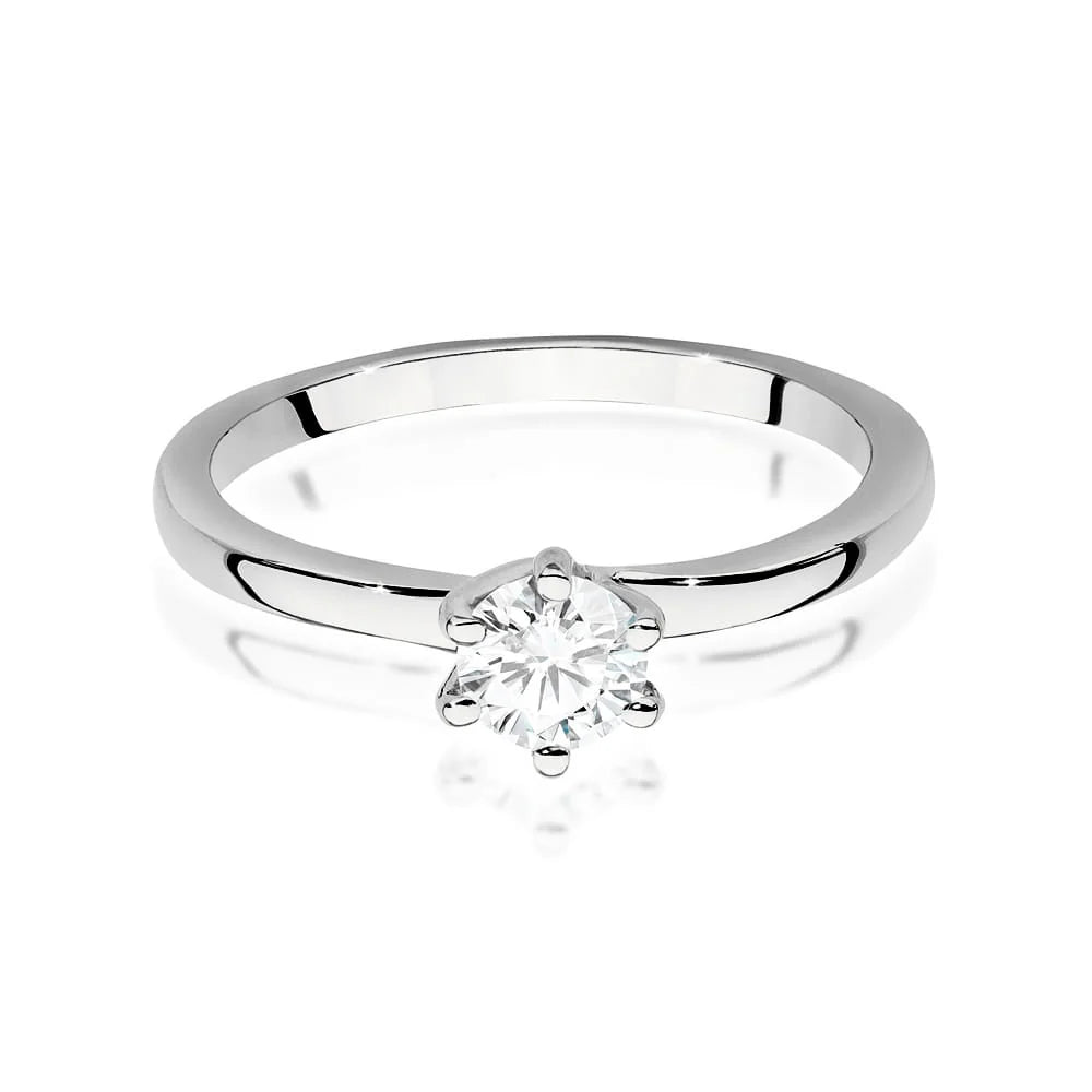 Bague en or blanc 14 carats (585) avec diamant de 0,40 ct. Parfaite pour un cadeau.