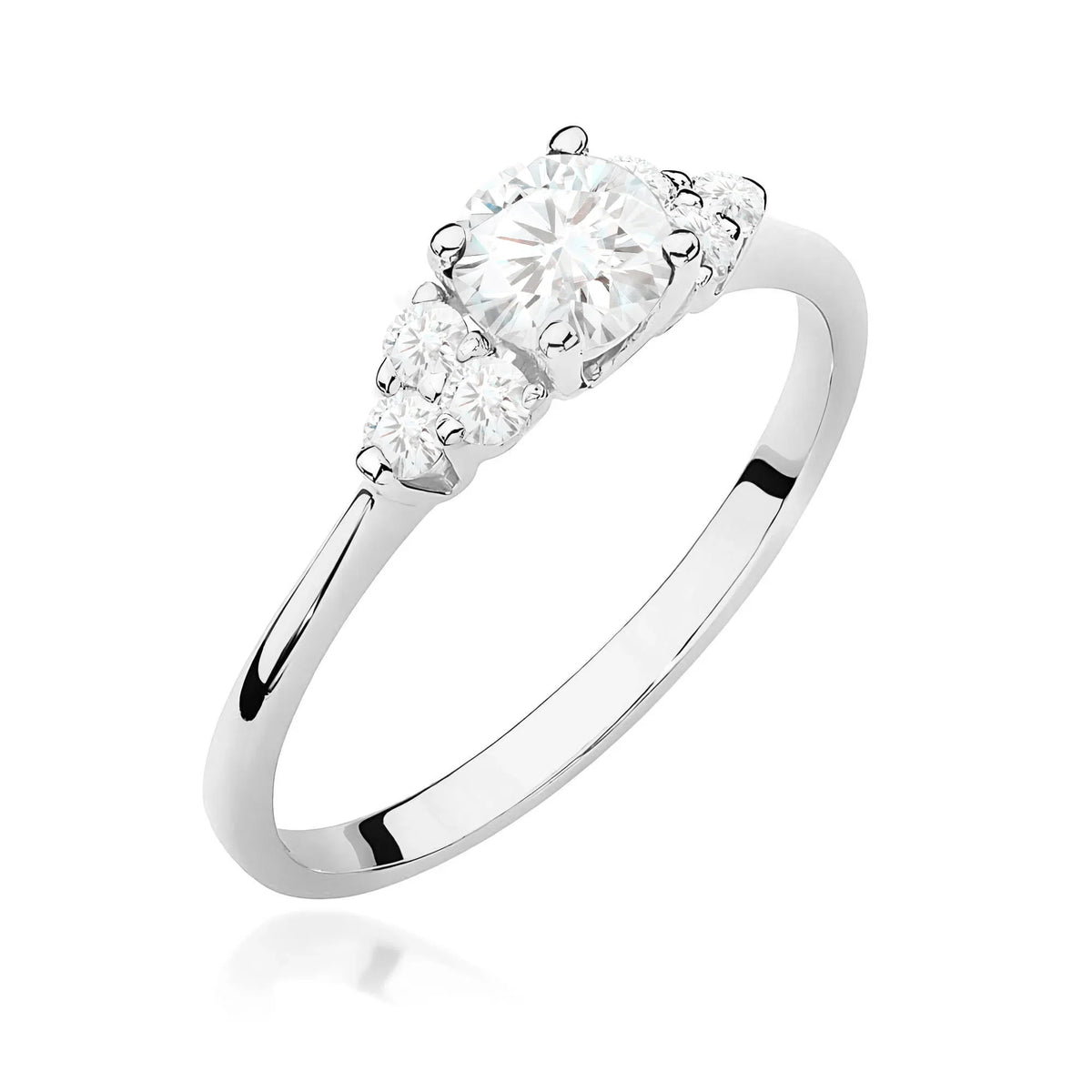 14k White Gold (585) Ring | 0.50ct & 0.18ct Lab Diamonds | Jewelry Gift