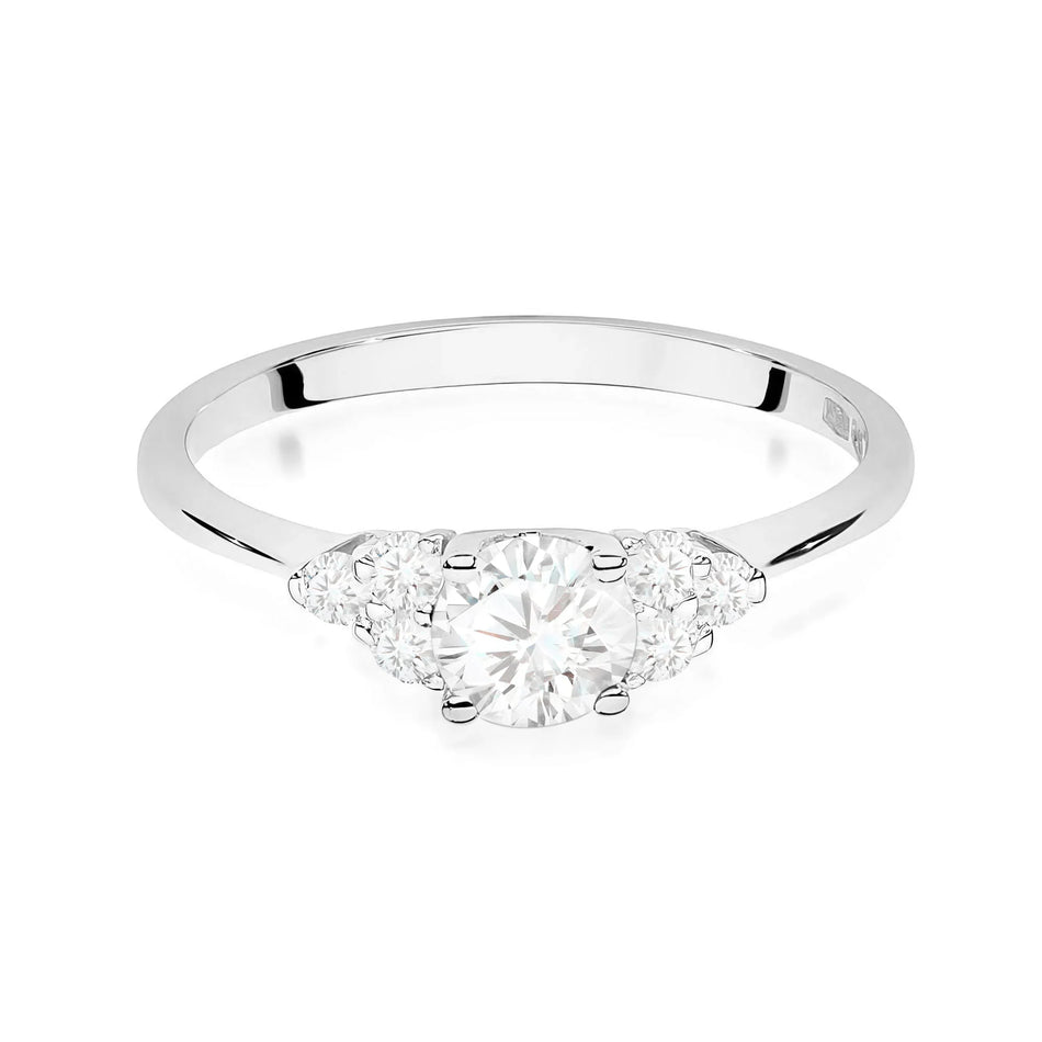 14k White Gold (585) Ring | 0.50ct & 0.18ct Lab Diamonds | Jewelry Gift