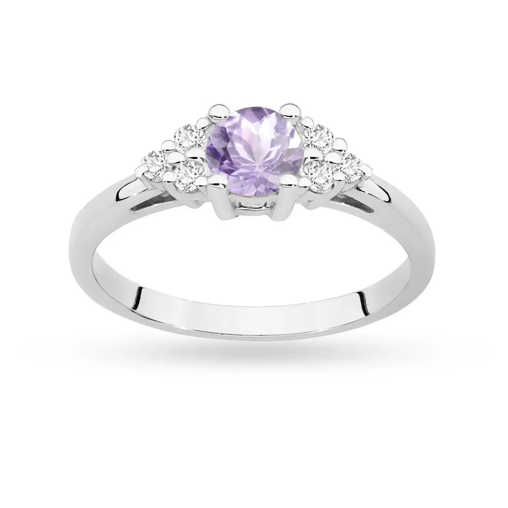White Gold 14k(585) ring with 0,50ct amethyst with 6 diamonds. Perfect for a gift.