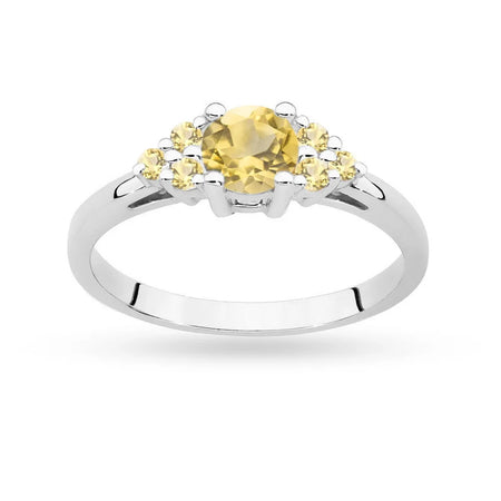 White Gold 14k(585) ring with 0,50ct citrin with 6 bronze diamonds. Perfect for a gift.