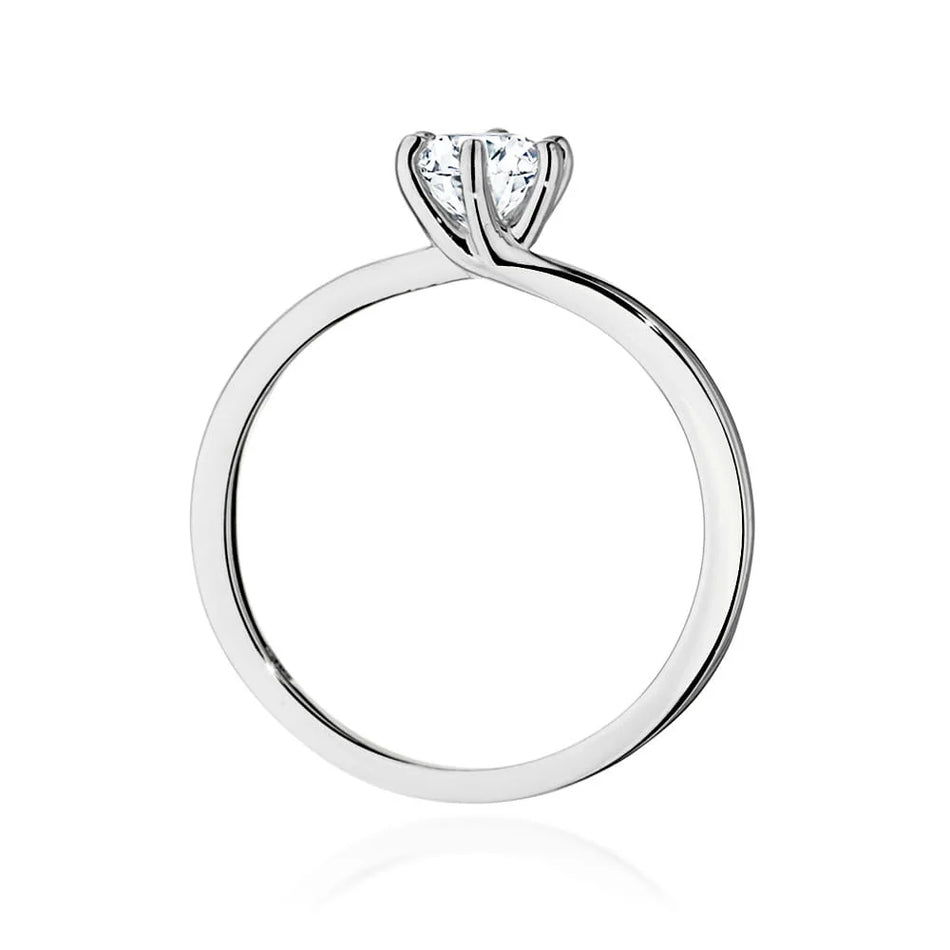 Bague en or blanc 14 carats (585) avec diamant de 0,50 ct. Parfaite pour un cadeau.