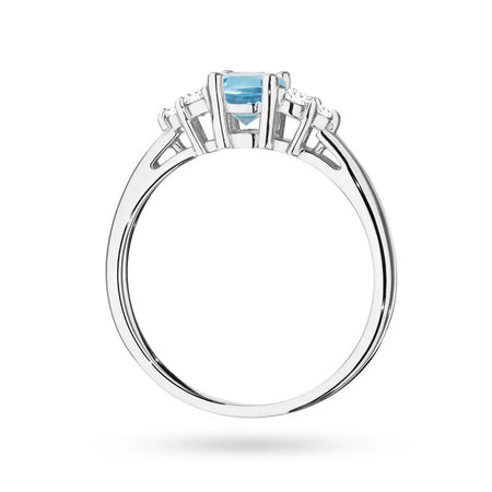 White Gold 14k(585) ring with 0,50ct topaz with 6 diamonds. Perfect for a gift.