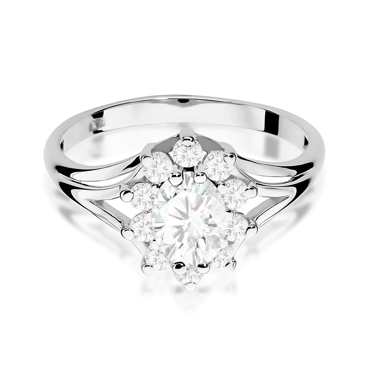 Prsteň z bieleho zlata 14k(585) s laboratórne pestovanými diamantmi o hmotnosti 0,70 ct a 0,30 ct. Perfektný ako darček.