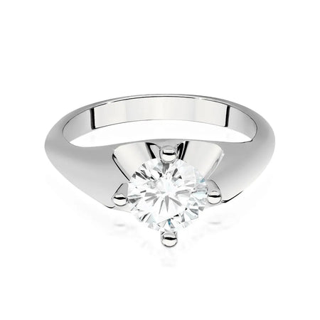 Bague en or blanc 14 carats (585) avec diamant de 1,00 ct. Parfaite pour un cadeau.