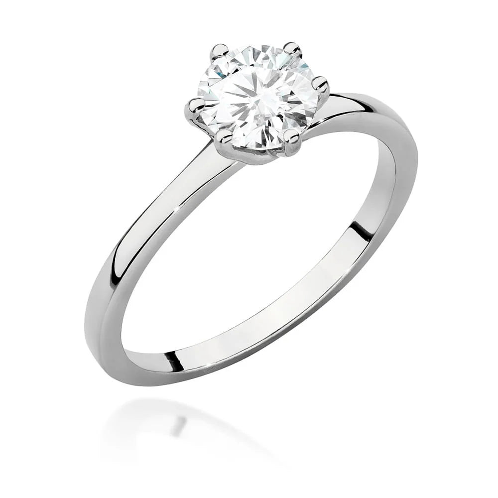 Bague en or blanc 14 carats (585) avec diamant de 1,00 ct. Parfaite pour un cadeau.