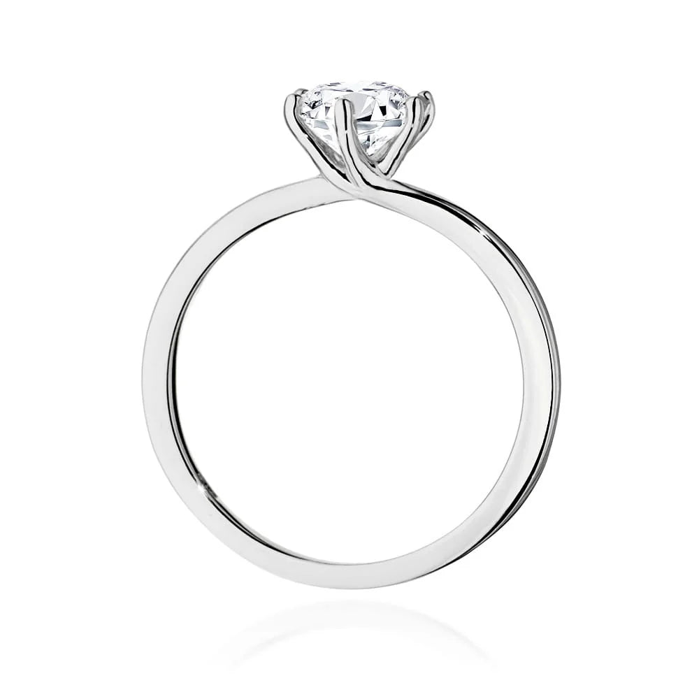 Bague en or blanc 14 carats (585) avec diamant de 1,00 ct. Parfaite pour un cadeau.