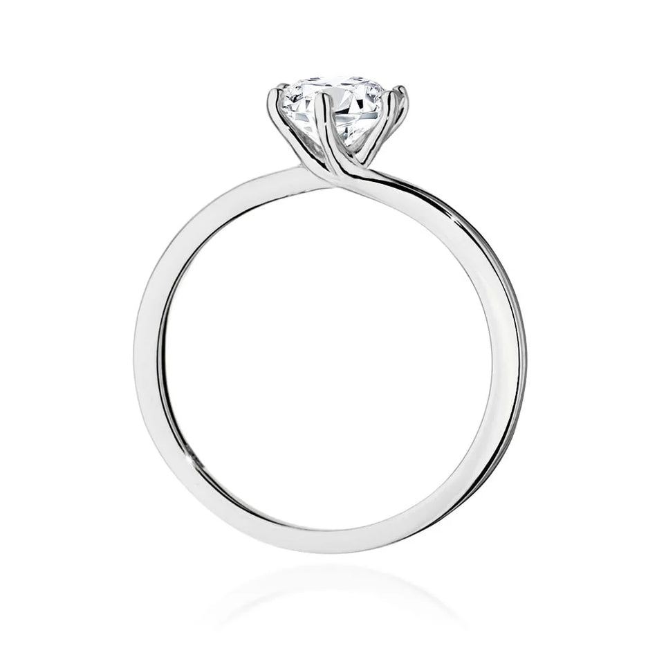 Bague en or blanc 14 carats (585) avec diamant de 1,00 ct. Parfaite pour un cadeau.