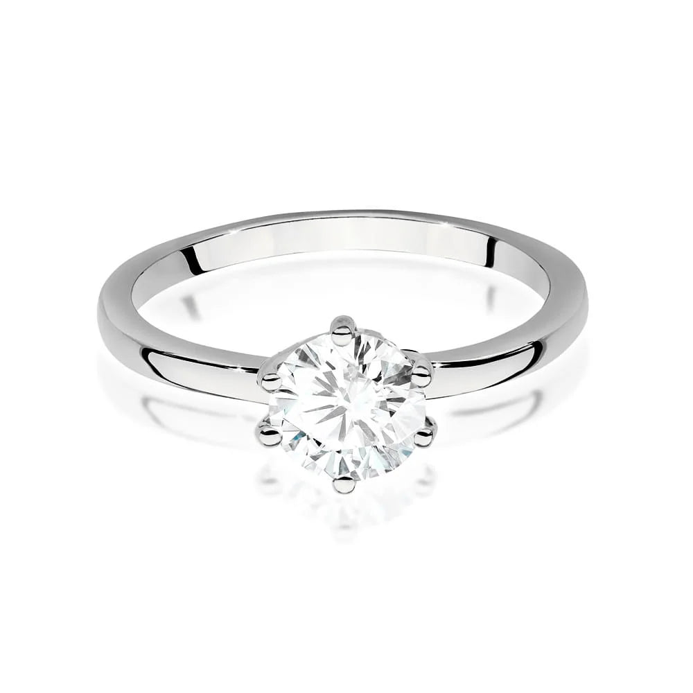Bague en or blanc 14 carats (585) avec diamant de 1,00 ct. Parfaite pour un cadeau.