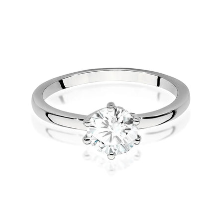 Bague en or blanc 14 carats (585) avec diamant de 1,00 ct. Parfaite pour un cadeau.
