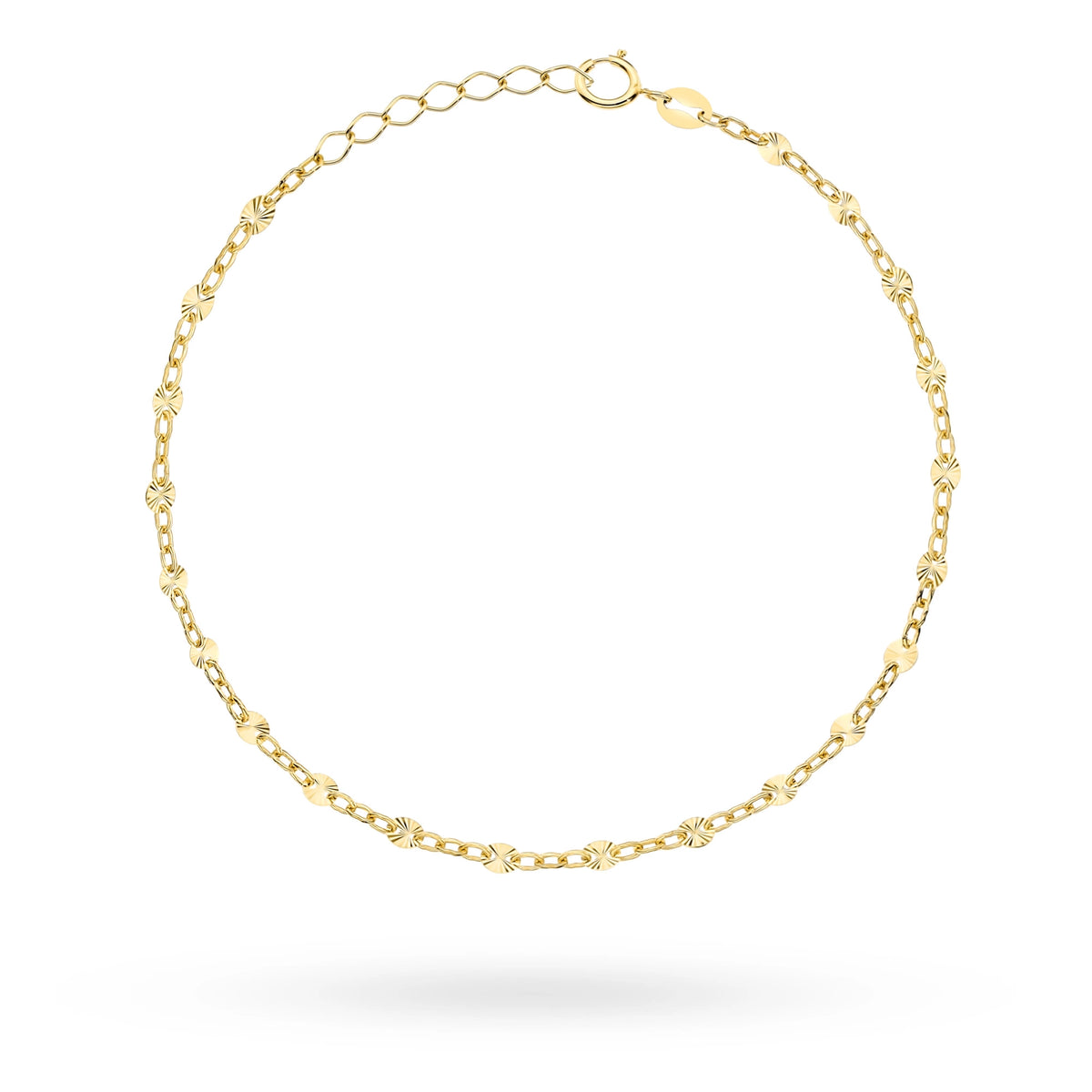 Bracelet en or 14 carats (585) | Anneaux délicats à facettes diamantées | Cadeau de bijoux fins étincelants et élégants