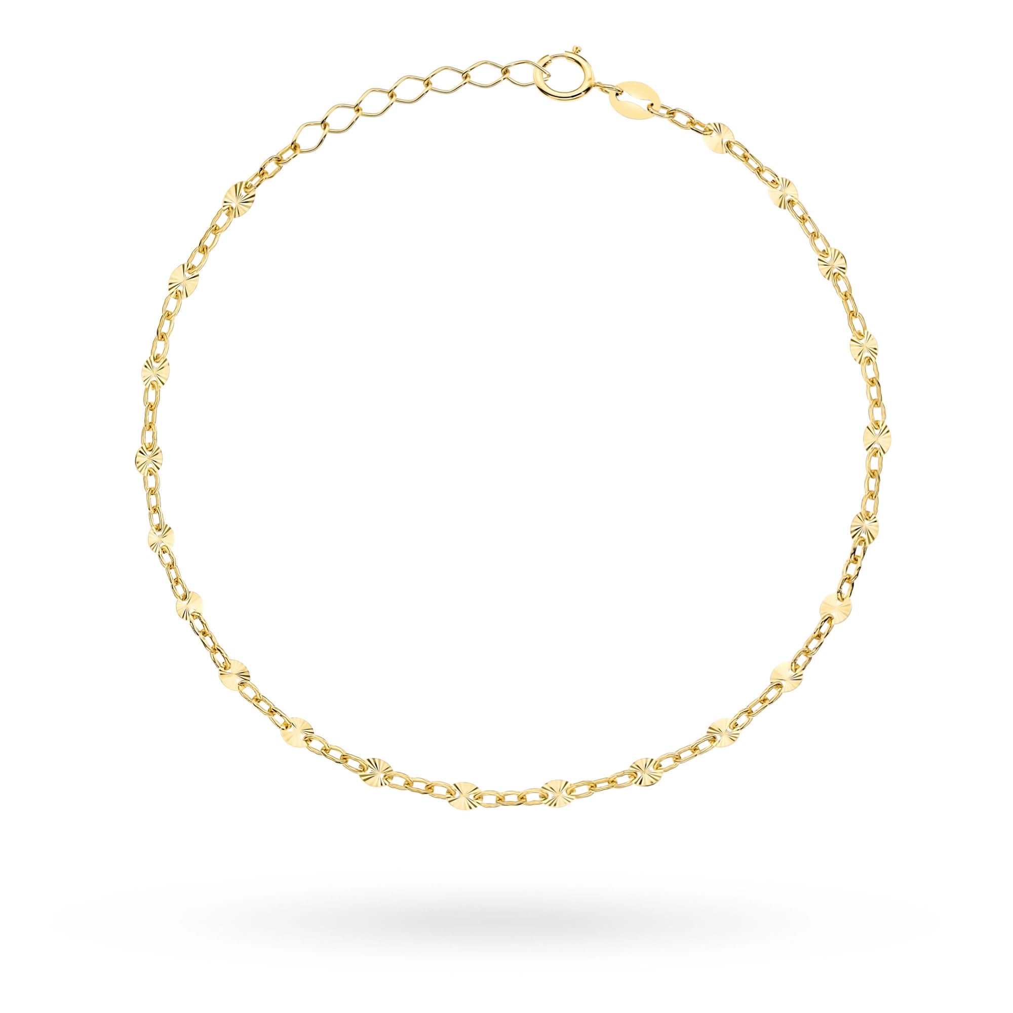 Bracelet en or 14 carats (585) | Anneaux délicats à facettes diamantées | Cadeau de bijoux fins étincelants et élégants