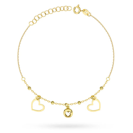 Bracelet en or 14 carats (585) | Cœurs ajourés & zirconium | Bijoux GREMARI