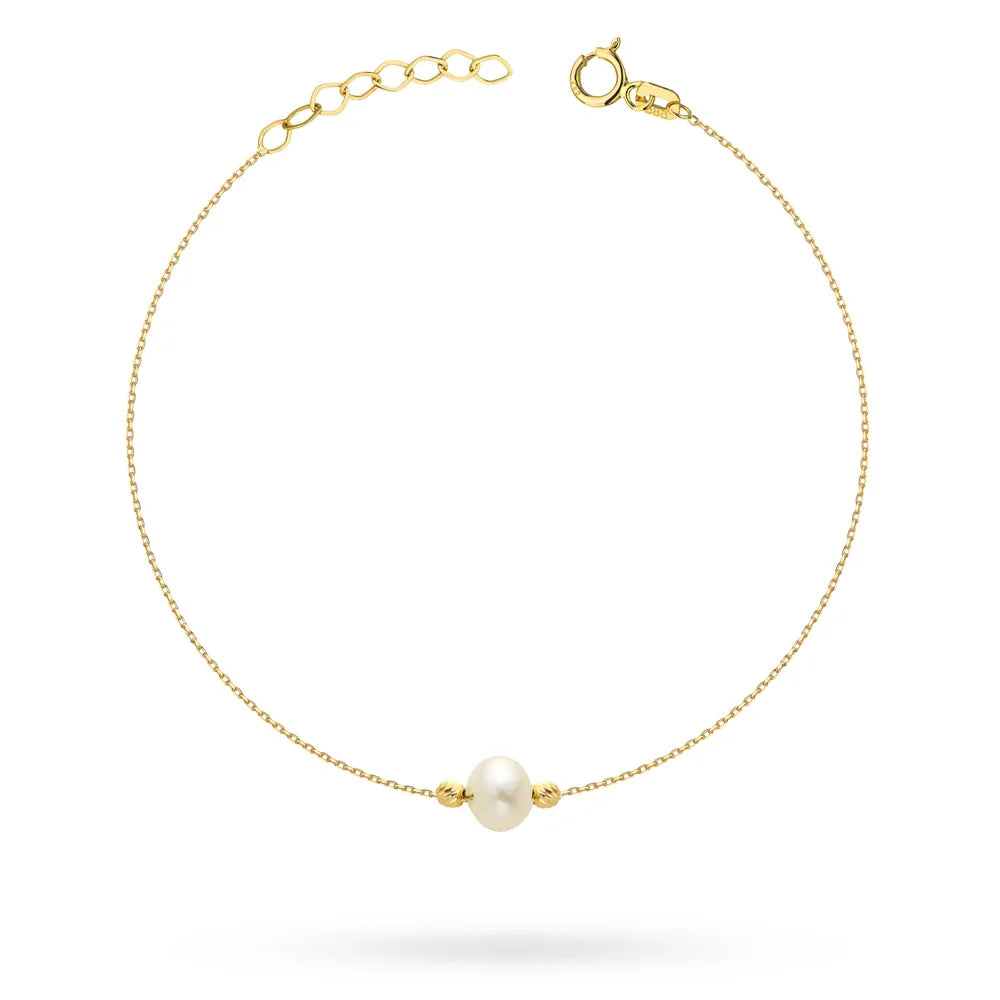 Gold 14k(585) Bracelet with Pearl in Vintage Style. Order gift for mother, girlfriend or fiancee.