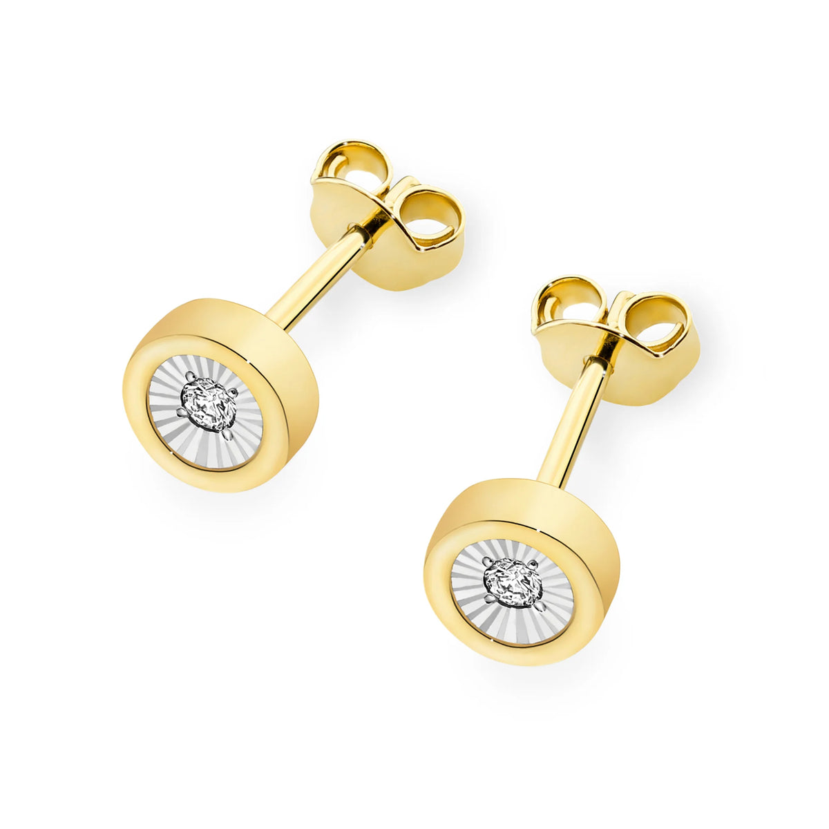 14k Gold Earrings Stud Clasp | 2x 0.08ct Diamonds | GREMARI Jewelry