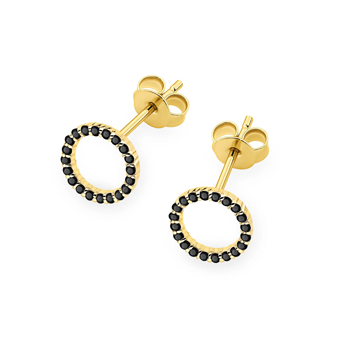 14k (585) Gold Earrings | 40 x 0.005 ct Black Diamonds | GREMARI Jewelry
