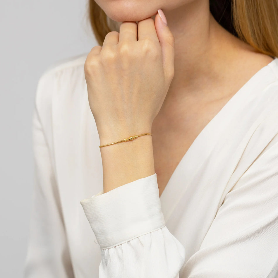 Náramok zo 14k zlata (585) | Dizajn líščieho chvosta a korálikov | GREMARI Šperky