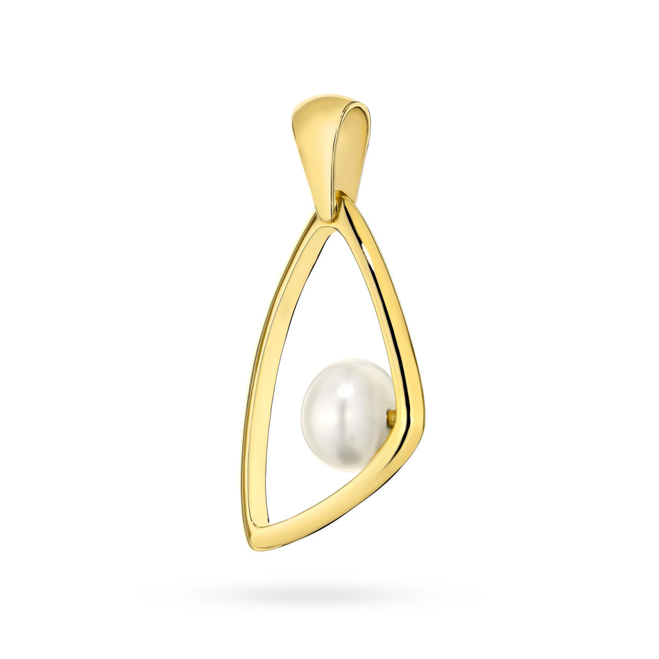 Přívěsek z 14k zlata (585) | Geometrický design a perla | Šperky GREMARI