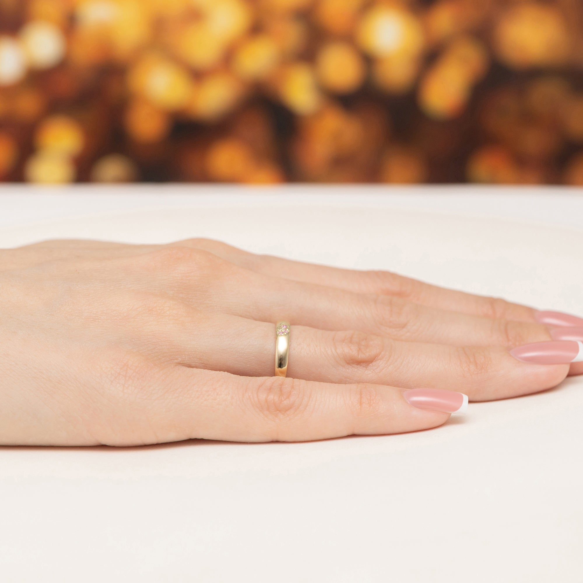 14k gold ring with 2 pink zirconia hearts. Excelent gift. Perfect for everyday and special occasions.